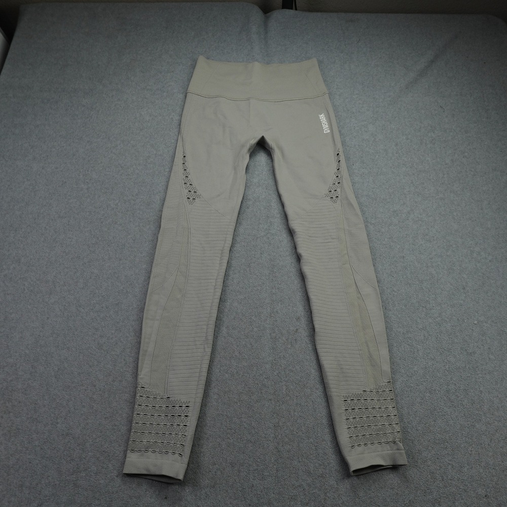 Gymshark Leggings Womens Small Taupe Gray Energy Seamless High‎ Waisted Yoga